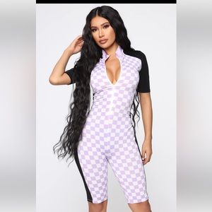 Purple shorts jumpsuit